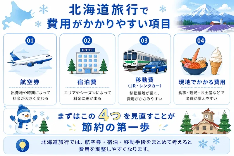 北海道旅行で費用がかかりやすい項目