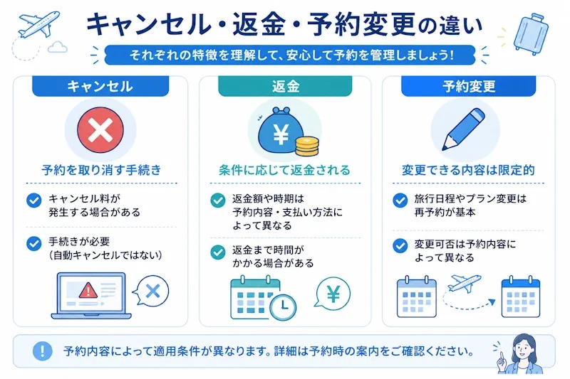 キャンセル・返金・予約変更の違い